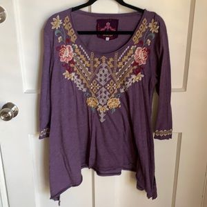 Johnny Was 3/4 sleeve top size L